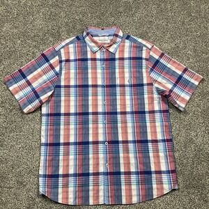Tommy Bahama Nova Wave Shirt Size Large Button up Pocket Short‎ Sleeve Plaid